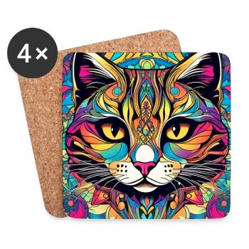 Coole Graffiti Katze - Untersetzer (4er-Set) - Weiß - Vorne