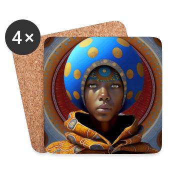 Portrait Woman 02 - Coasters (set of 4) - white - Front