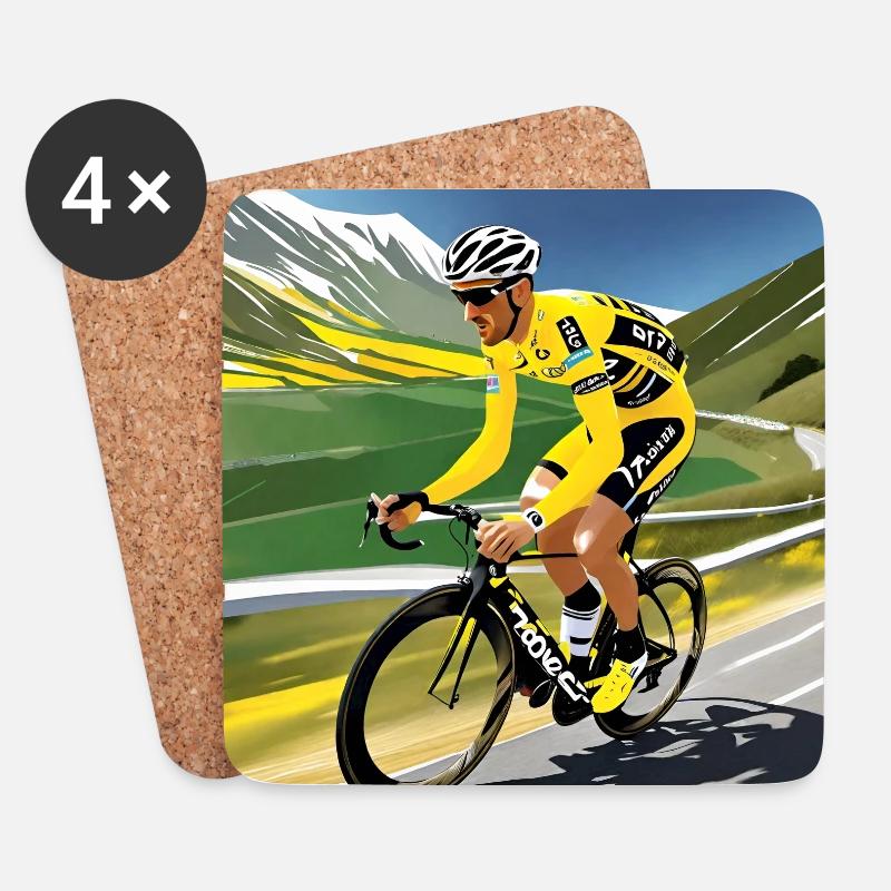 Retro-Radfahrer - Untersetzer (4er-Set) - Weiß