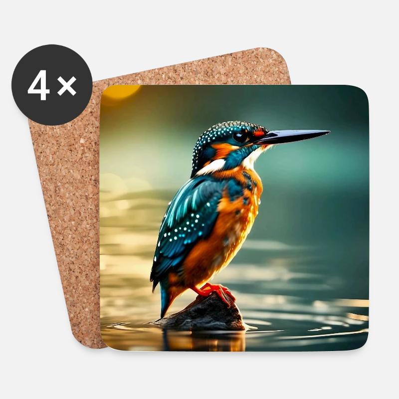 Eisvogel - Untersetzer (4er-Set) - Weiß