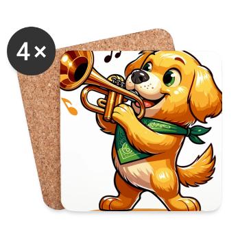 Golden Retriever playing Piano - Coasters (set of 4) - white - Front