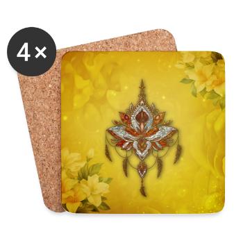 L’élégance de la fleur de lotus - Dessous de verre (lot de 4) - blanc - Devant