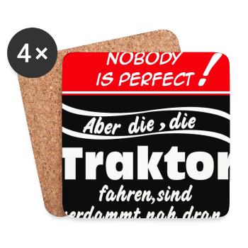 Traktor ,Trecker ,Landmaschine Nobody Traktor (25) - Untersetzer (4er-Set) - Weiß - Vorne