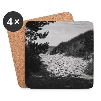 Beach Access West Beach Prerow Baltic Sea Darß Poster - Coasters (set of 4) - white - Front