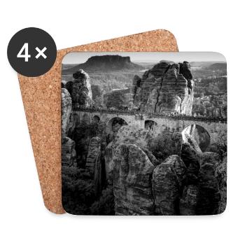 Bastei Bridge Saxon Switzerland Germany Poster - Coasters (set of 4) - white - Front