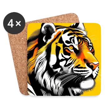 Tigre Pop Art - Dessous de verre (lot de 4) - blanc - Devant