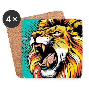 Löwe Pop Art - Untersetzer (4er-Set) - Weiß - Vorne