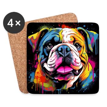 Coole Englische Bulldogge - Untersetzer (4er-Set) - Weiß - Vorne