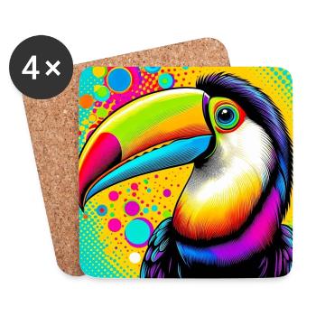 Toucan Pop Art - Dessous de verre (lot de 4) - blanc - Devant