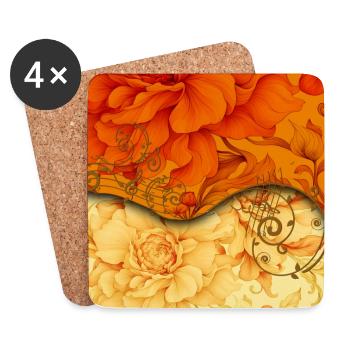 Design floral élégant - Dessous de verre (lot de 4) - blanc - Devant