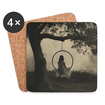 Old photos with girl in ring - Coasters (set of 4) - white - Front