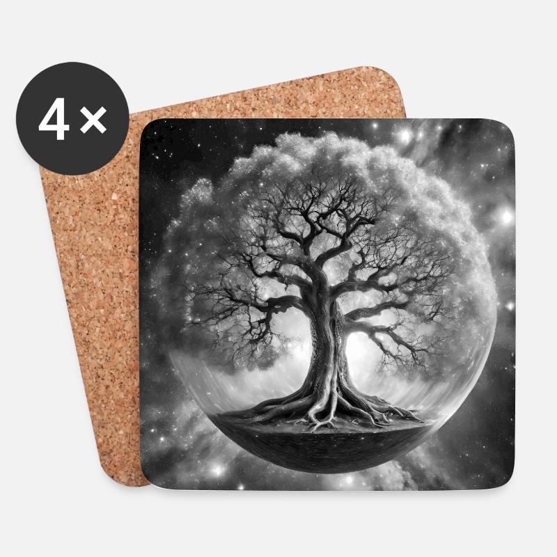 Der Kosmische Yggdrasil - Untersetzer (4er-Set) - Weiß