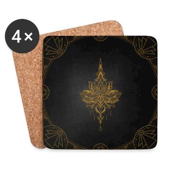 Noble fleur de lotus doré - Dessous de verre (lot de 4) - blanc - Devant