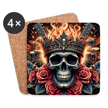 Burning Skull - Coasters (set of 4) - white - Front