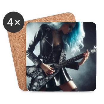 Metallers à la guitare - Dessous de verre (lot de 4) - blanc - Devant