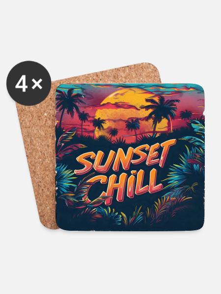 SUNSET CHILL - Coasters (set of 4) - white