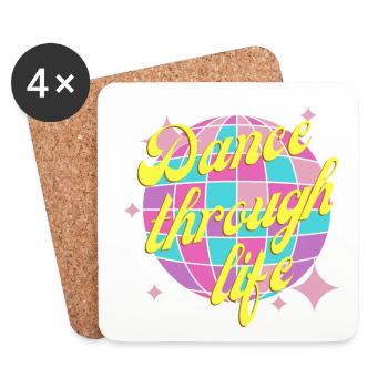 Dance through life pink yellow Dance through life - Coasters (set of 4) - white - Front
