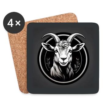 Goat portrait in dark circle area - Coasters (set of 4) - white - Front
