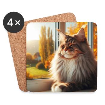 Maine Coon - The King of Cats - Coasters (set of 4) - white - Front