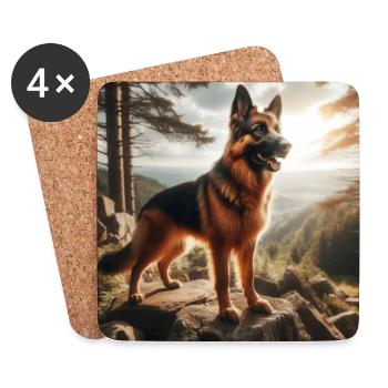 German Shepherd Art - Coasters (set of 4) - white - Front