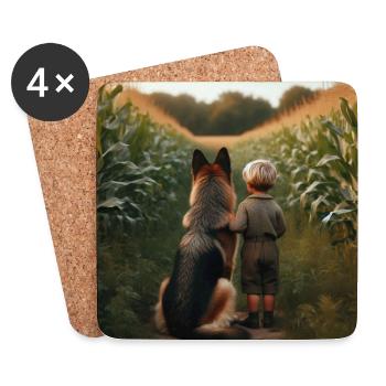 German Shepherd Art - Coasters (set of 4) - white - Front
