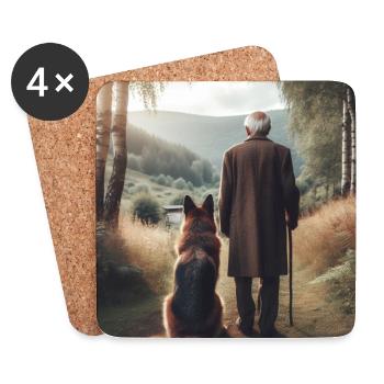German Shepherd Art - Coasters (set of 4) - white - Front