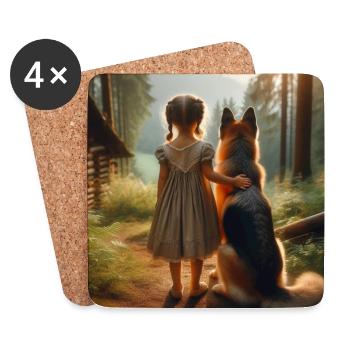 German Shepherd Art - Coasters (set of 4) - white - Front