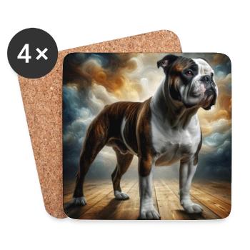 Bouledogue - Dessous de verre (lot de 4) - blanc - Devant
