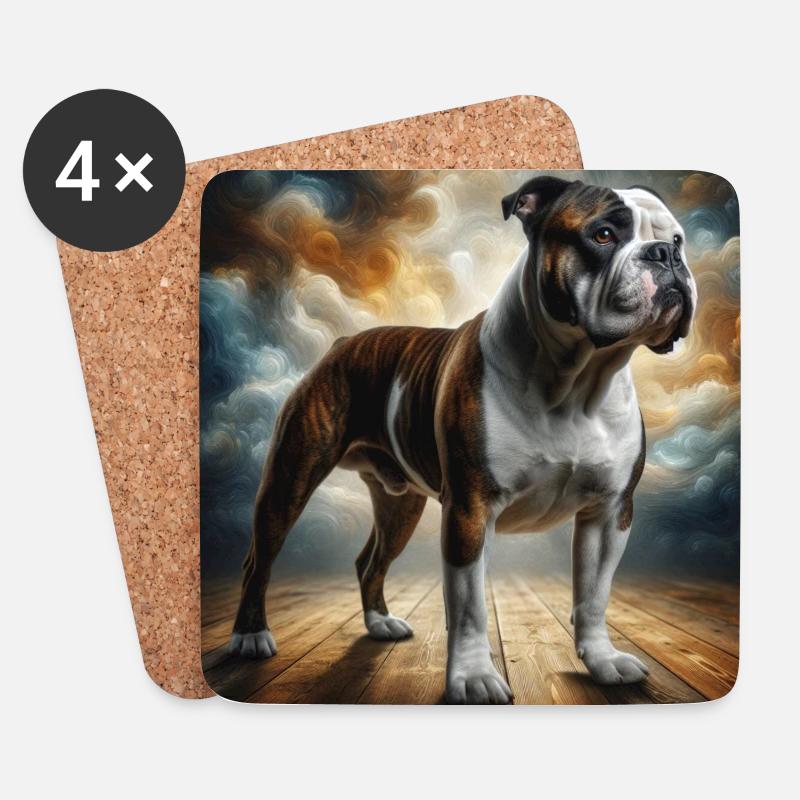 Bulldogge - Untersetzer (4er-Set) - Weiß