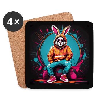 Cool Bunny Streetwear Hoodie Casquette De Baseball Splash de Couleur - Dessous de verre (lot de 4) - blanc - Devant