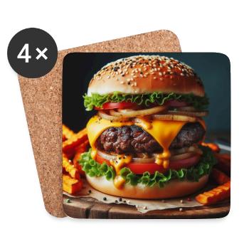 Burger complet - Dessous de verre (lot de 4) - blanc - Devant