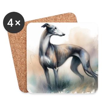 Aquarell Greyhound - Untersetzer (4er-Set) - Weiß - Vorne