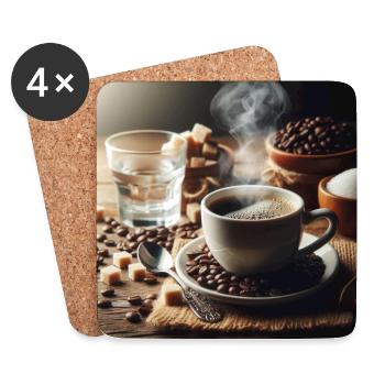 Tasse Kaffee - Untersetzer (4er-Set) - Weiß - Vorne