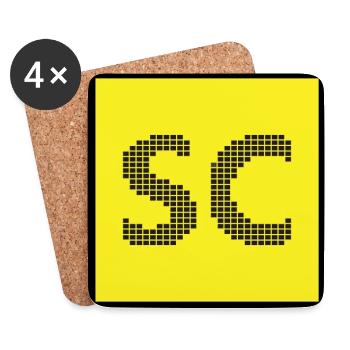 Pixel Safety Car SC Monogram on Yellow - Coasters (set of 4) - white - Front