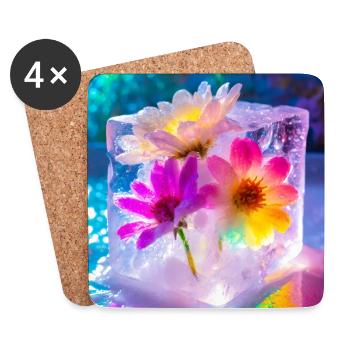 Blumen im Eis - Coasters (set of 4) - white - Front