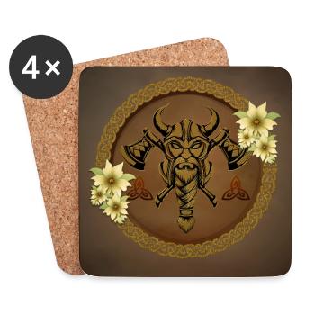 Der unerschrockene Wikinger mit gehörntem Helm. - Untersetzer (4er-Set) - Weiß - Vorne