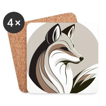Renard dans un cercle - Dessous de verre (lot de 4) - blanc - Devant