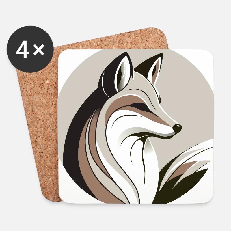 Fox in a circle - Coasters (set of 4) - white