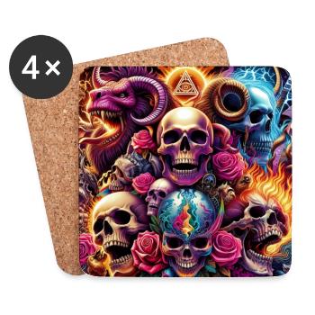 Skulls, Colors and Flowers - Coasters (set of 4) - white - Front