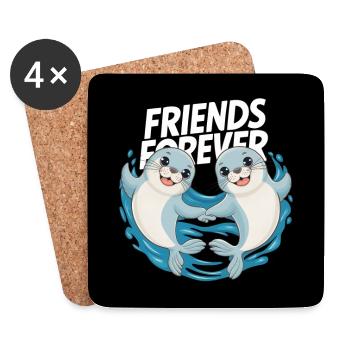 Two Funny Seal Friends Forever - Coasters (set of 4) - white - Front