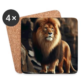 Lion - Dessous de verre (lot de 4) - blanc - Devant