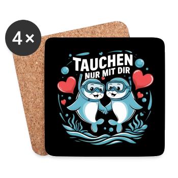 Tauchen nur mit Dir lustige verliebte Seehunde - Untersetzer (4er-Set) - Weiß - Vorne