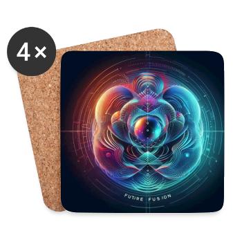 Future Fusion: Holographic & Abstract Gradient - Coasters (set of 4) - white - Front