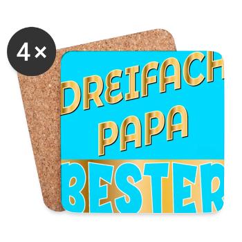 DREIFACH PAPA VATERTAG - Untersetzer (4er-Set) - Weiß - Vorne