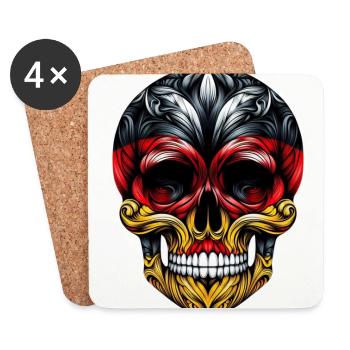 Totenkopf Deutschland - Untersetzer (4er-Set) - Weiß - Vorne