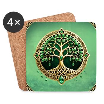 Der Baum des Lebens mit keltischen Knoten. - Untersetzer (4er-Set) - Weiß - Vorne