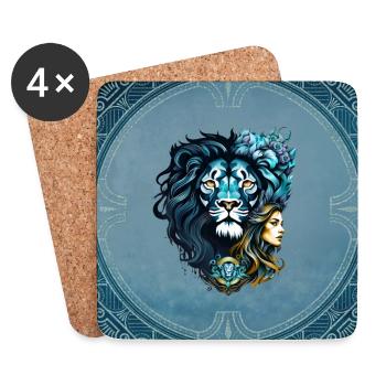 La majestueuse tête de lion - Dessous de verre (lot de 4) - blanc - Devant