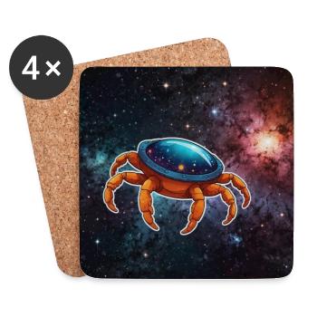 Colorful fantasy spaceship in the shape of a crab - Coasters (set of 4) - white - Front