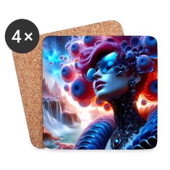 Surreal portrait and futuristic landscape - Coasters (set of 4) - white - Front