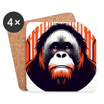 Orang-Utan - Untersetzer (4er-Set) - Weiß - Vorne